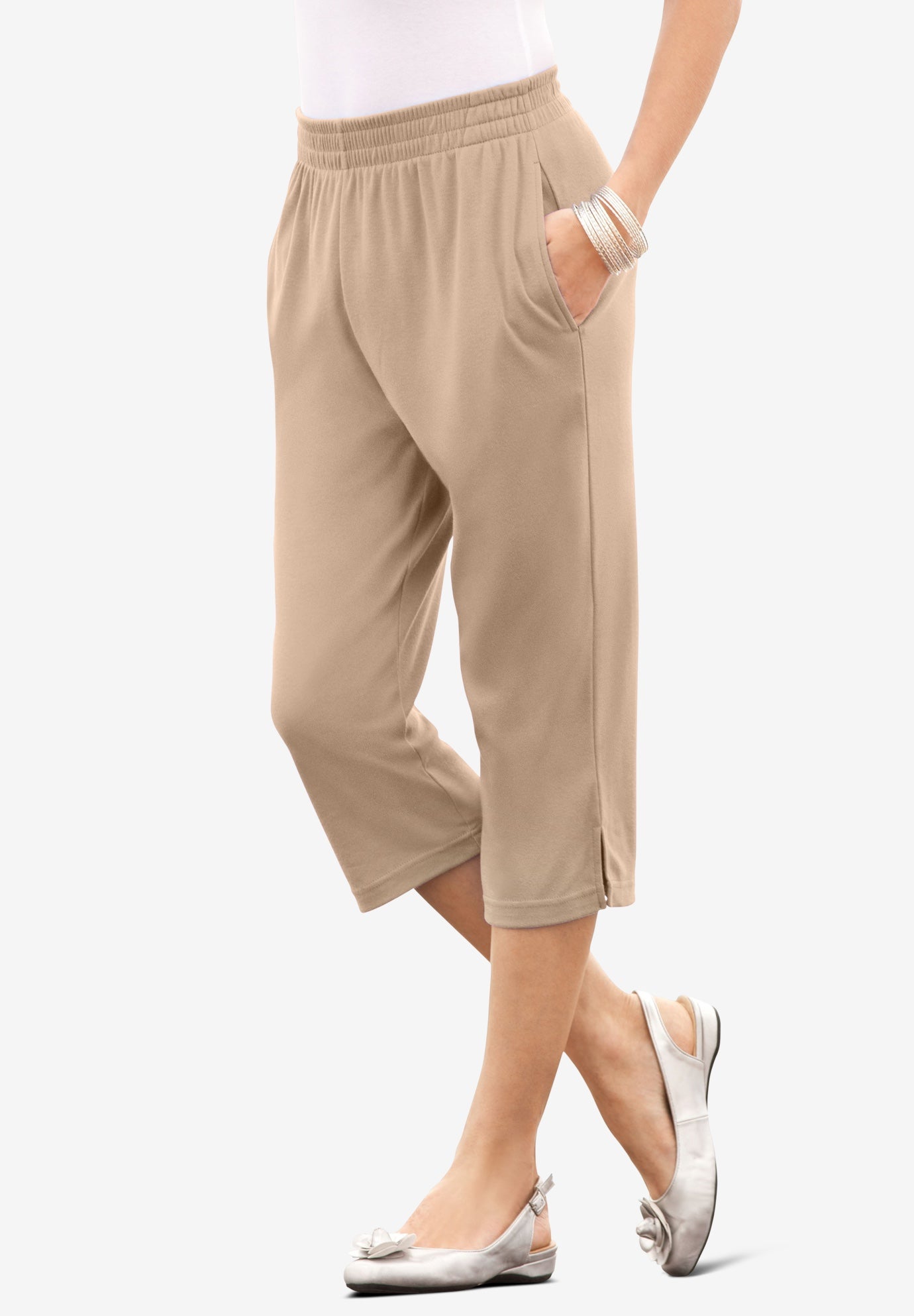 Plus Size Soft Knit Relaxed Pull-On Capri Pant image number 0