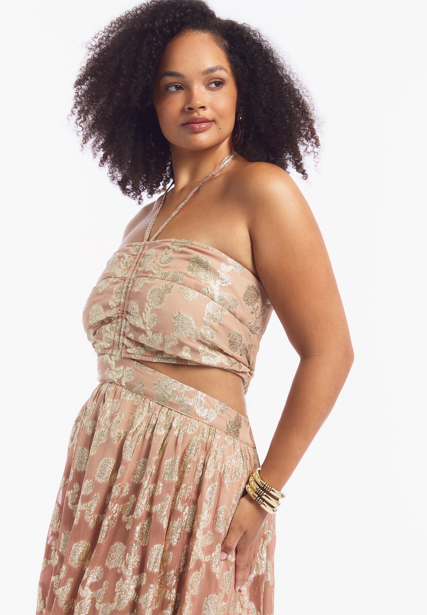 Metallic Jacquard Maxi Dress image number 3