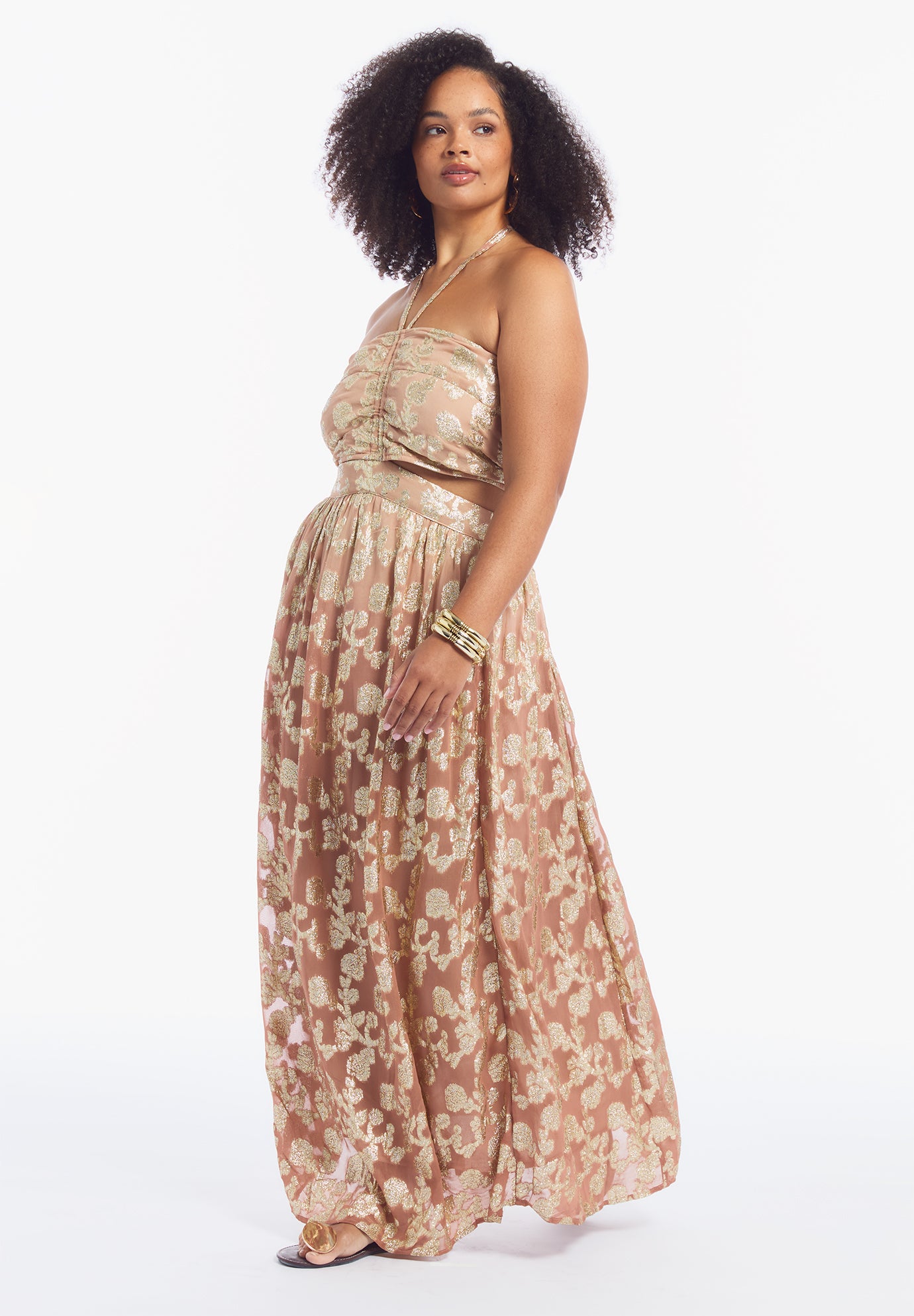 Metallic Jacquard Maxi Dress image number 4
