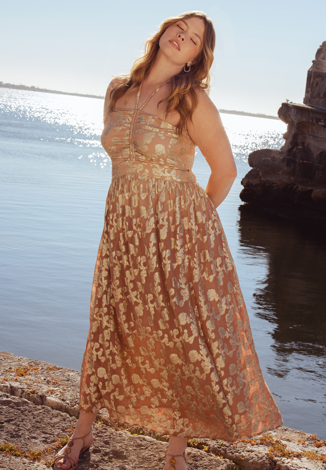 Metallic Jacquard Maxi Dress image number 5