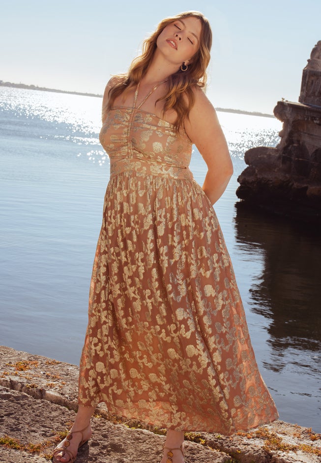Metallic Jacquard Maxi Dress image number 5