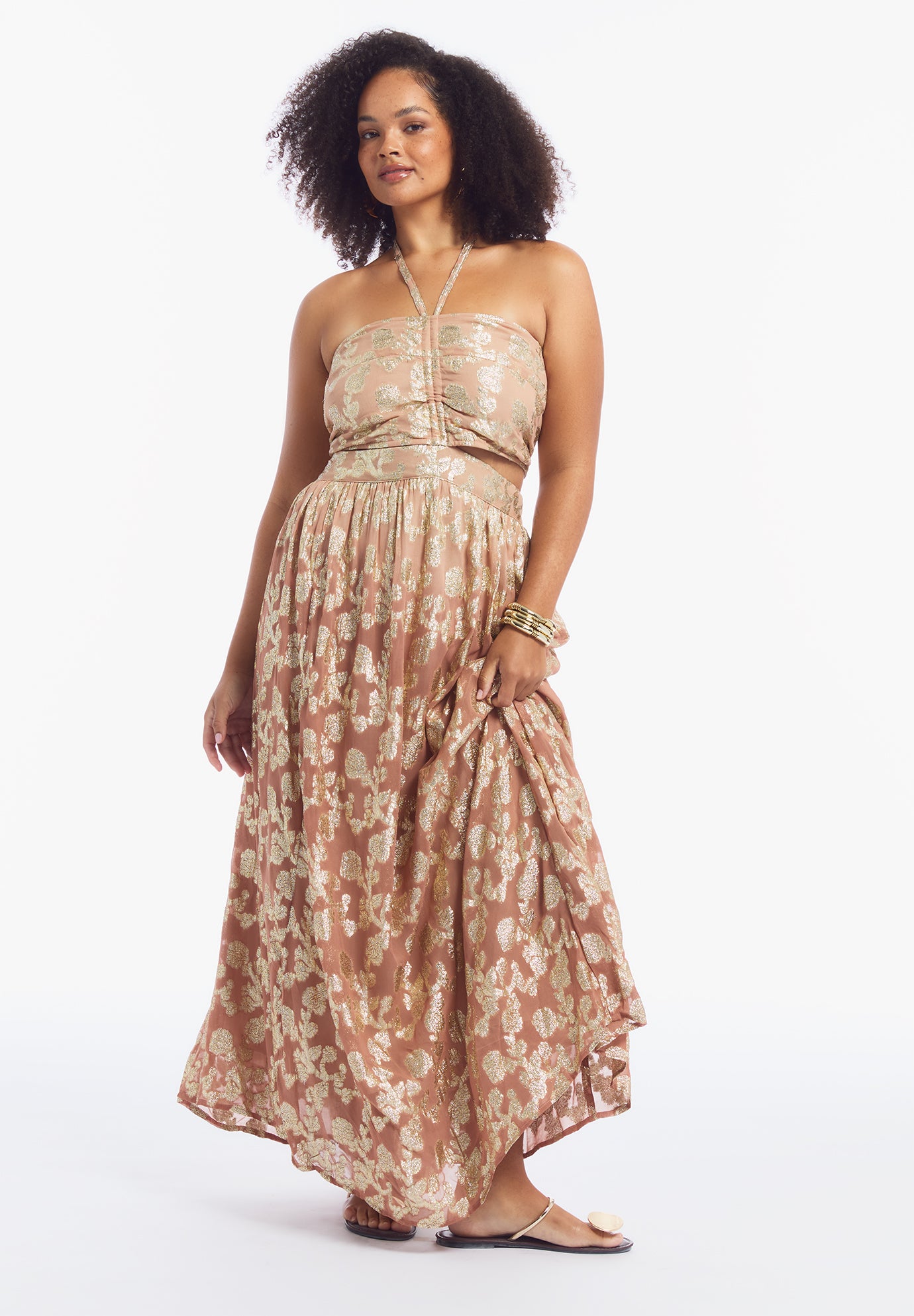 Metallic Jacquard Maxi Dress image number 0