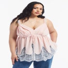 Lace-Trim Satin Camisole Top image number 0