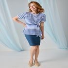 Tie-Front Short Sleeve Knit Tee image number 1