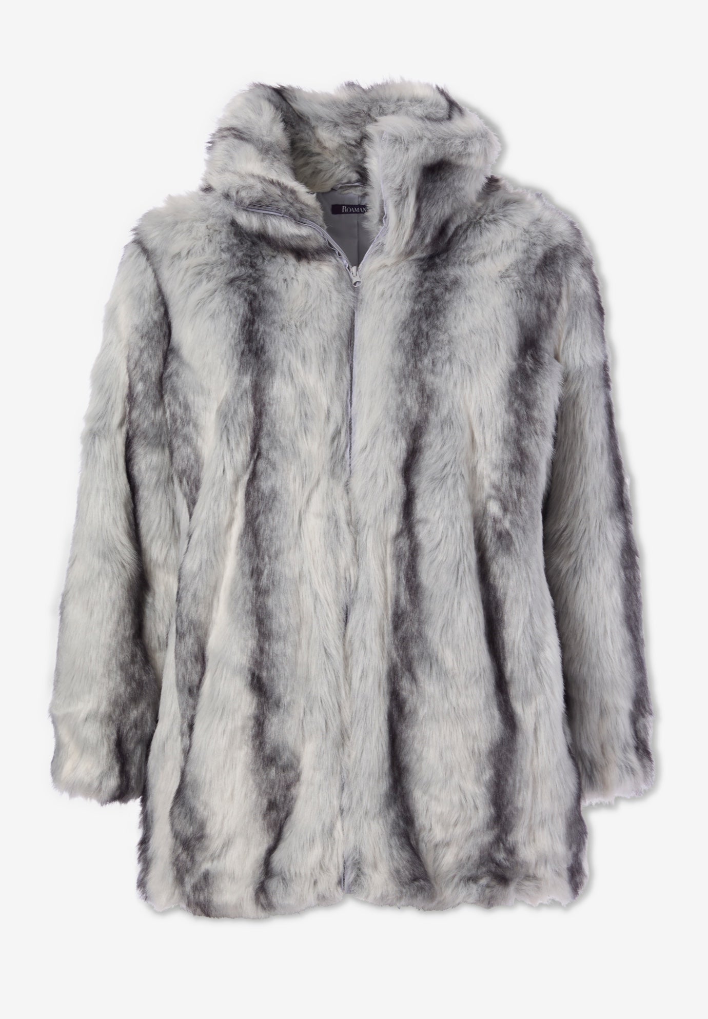 Plus Size Mid-Length Hooded Faux Fur Coat image number 6