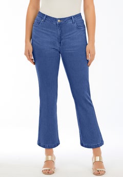Plus Size Classic Stretch High-Rise Kick-Flare Cropped Jean