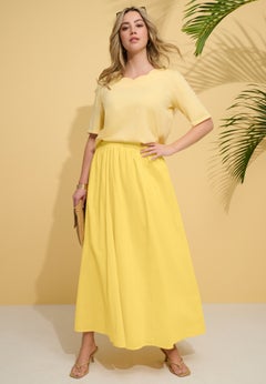 Plus Size Cotton Pull-On Maxi Skirt