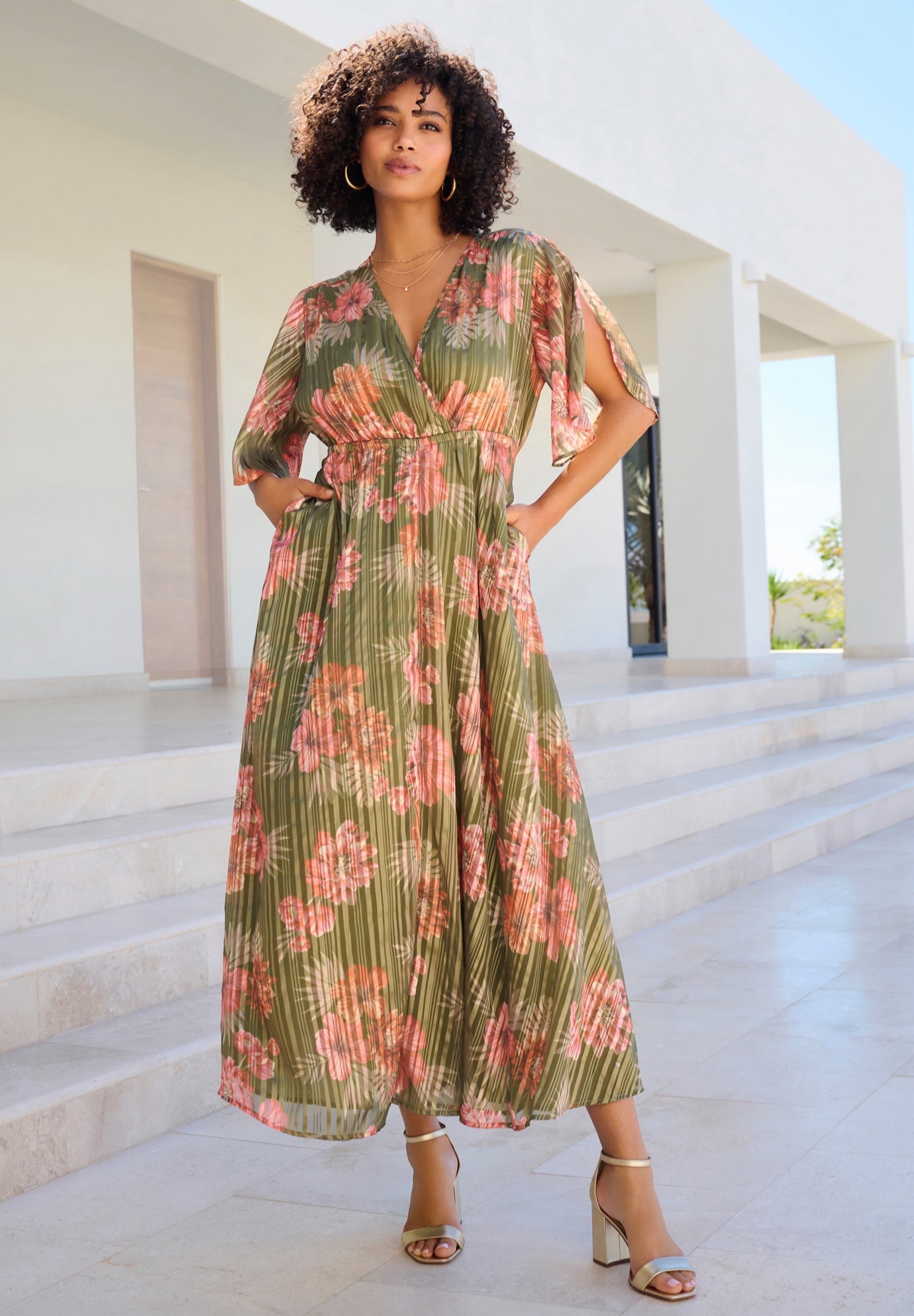 Striped Lurex Maxi Dress image number 0