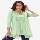 Crochet Trim Pointelle Cardigan image number null