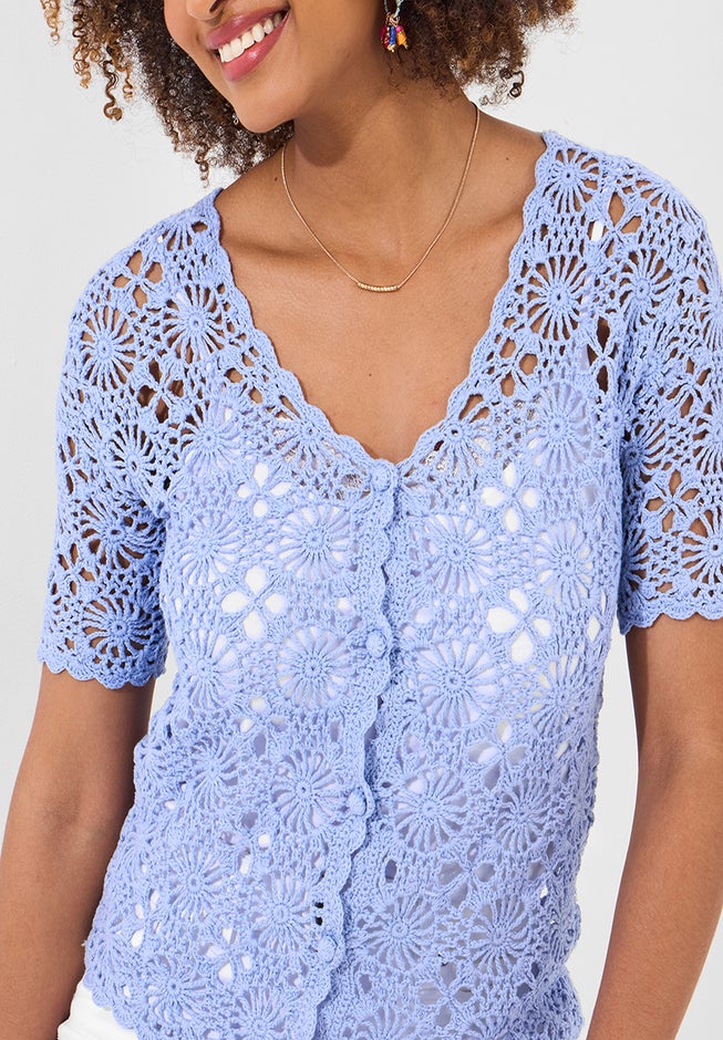 Crochet V-Neck Cardigan image number 1