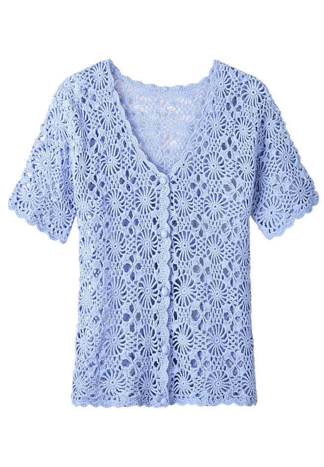 Crochet V-Neck Cardigan image number 4