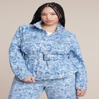 Lace Printed Denim Belted Jacket image number null