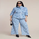 Lace Printed Denim Belted Jacket image number null