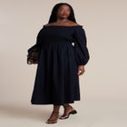 Long Sleeve Smocked Maxi Dress image number null