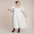 Faux Leather Puff Sleeve Maxi Dress image number null