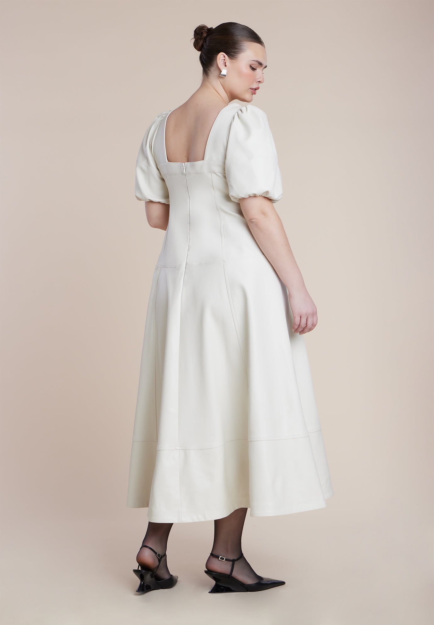 Faux Leather Puff Sleeve Maxi Dress image number 6