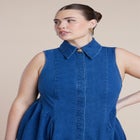 Sleeveless Denim Button Detail Dress image number null
