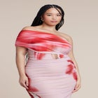 Asym Mesh Shirred Dress image number null