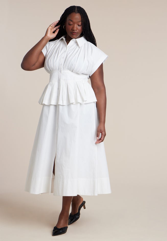 Peplum Poplin Shirt Dress image number 1