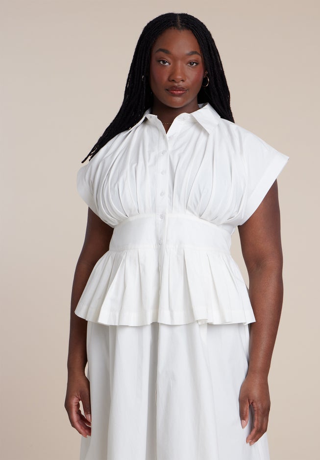 Peplum Poplin Shirt Dress image number 2
