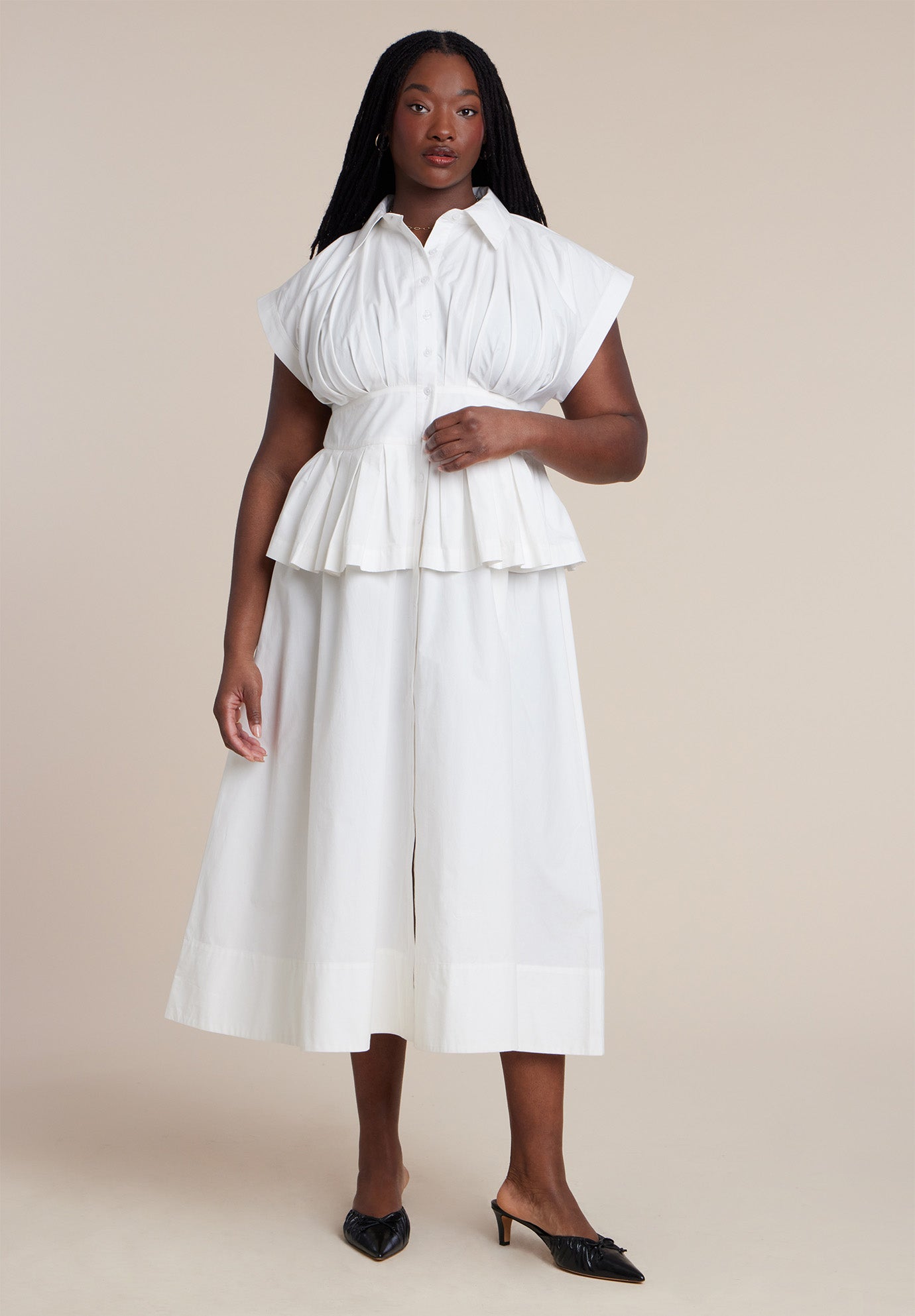 Peplum Poplin Shirt Dress image number 0