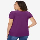 Perfect Short-Sleeve Shirred U-Neck Tunic image number null