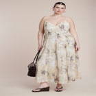 Printed Tie Straps Maxi Dress image number null