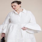 Poplin Ruffle Flare Mini Dress image number 1