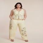 Floral Embroidery Denim Vest image number 2