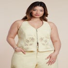 Floral Embroidery Denim Vest image number 0