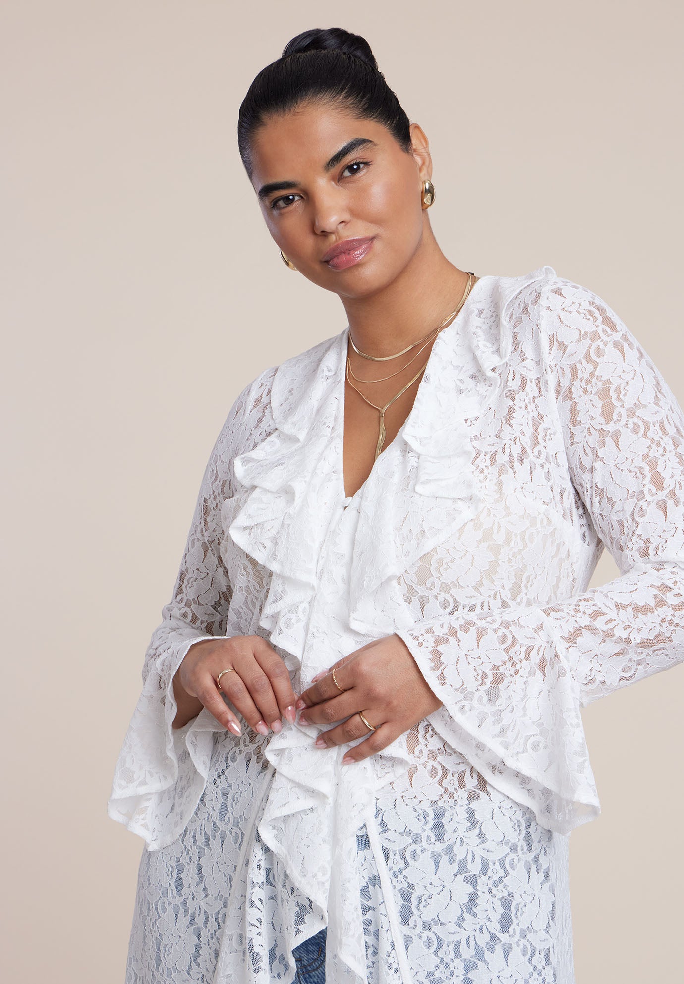 Lace Ruffle Duster image number 5