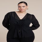 Smocked Sheer Blouse image number null