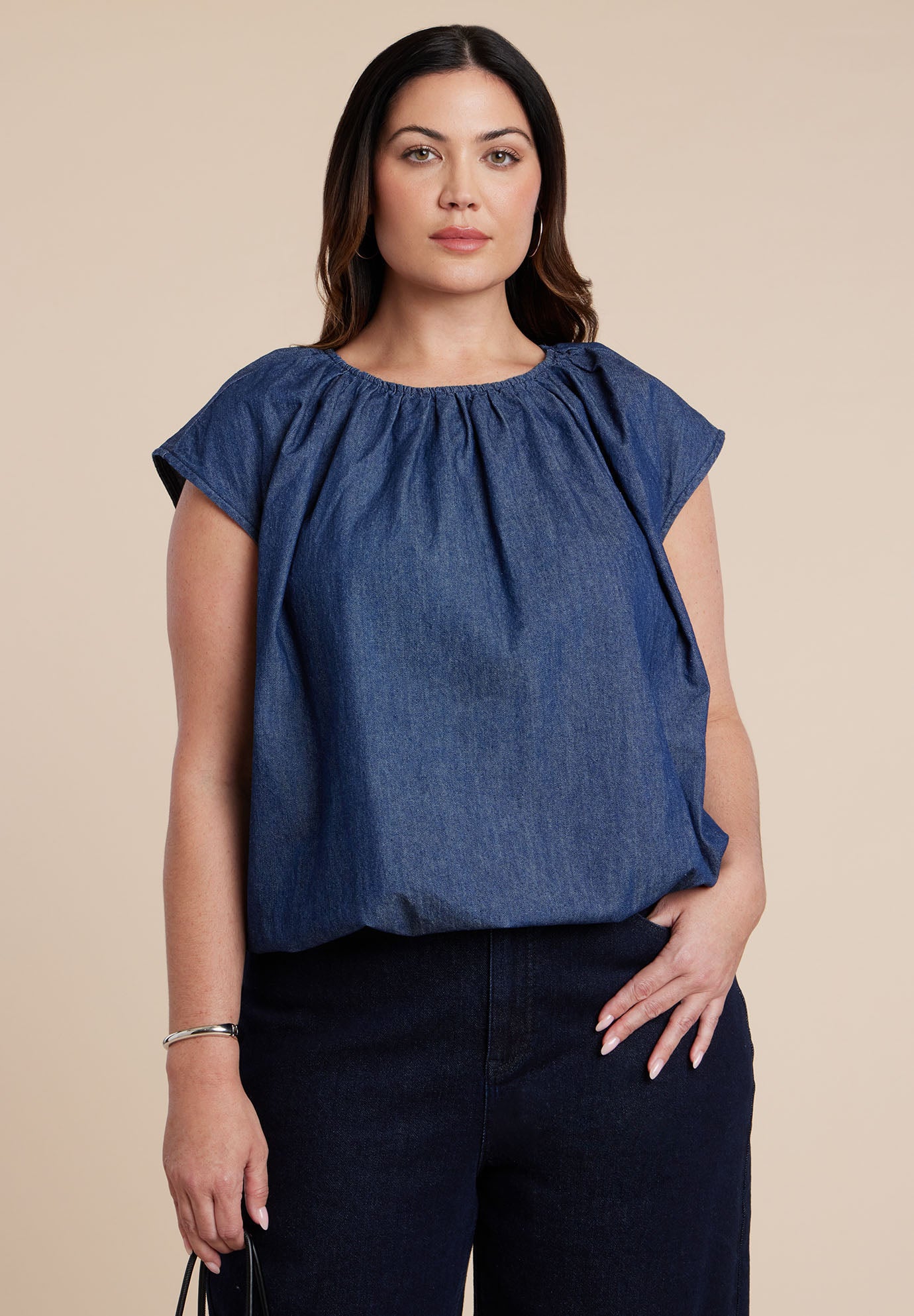 Bubble Chambray Top image number 0