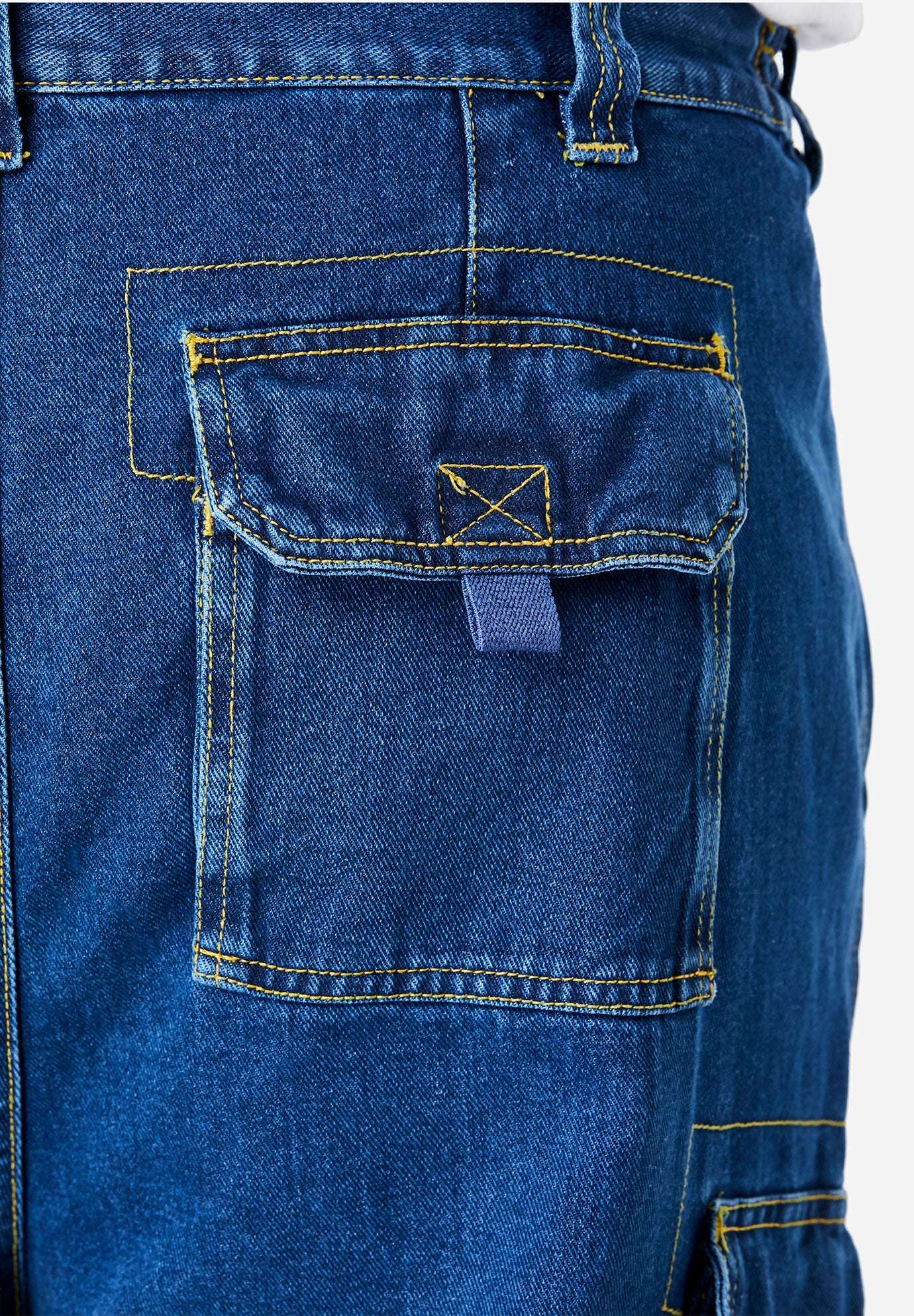 12" Side Elastic Denim Cargo Shorts image number 4