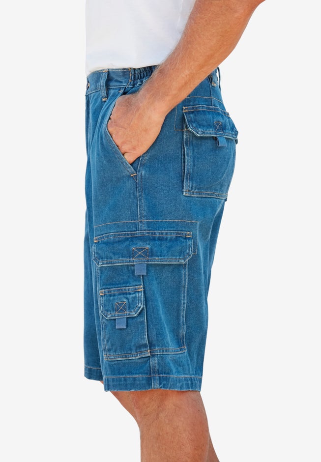 12" Side Elastic Denim Cargo Shorts image number 2