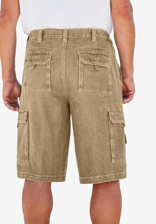 12" Side Elastic Denim Cargo Shorts image number 1
