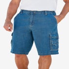12" Side Elastic Denim Cargo Shorts image number null