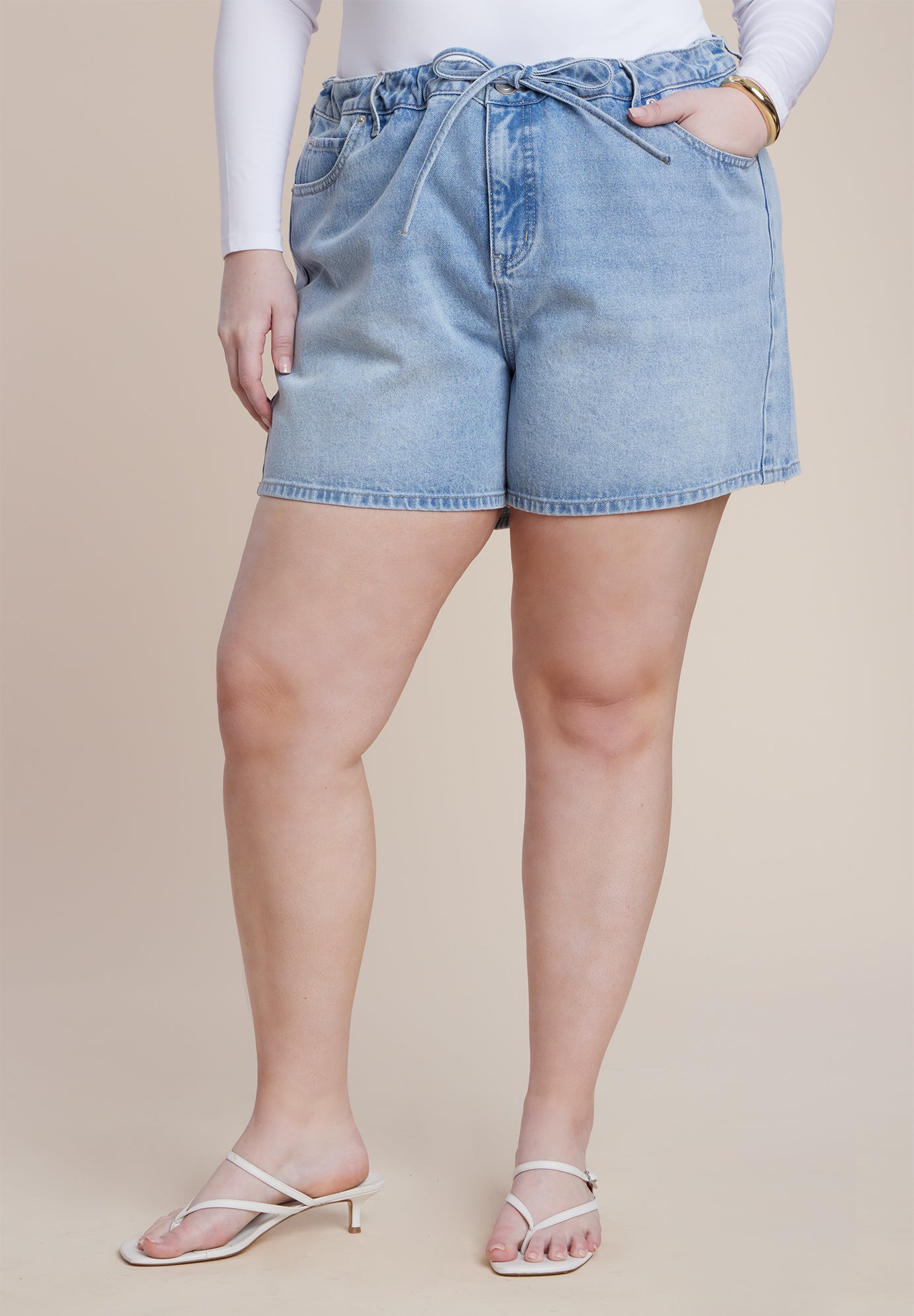 Drawstring Lightweight Denim Short image number 1