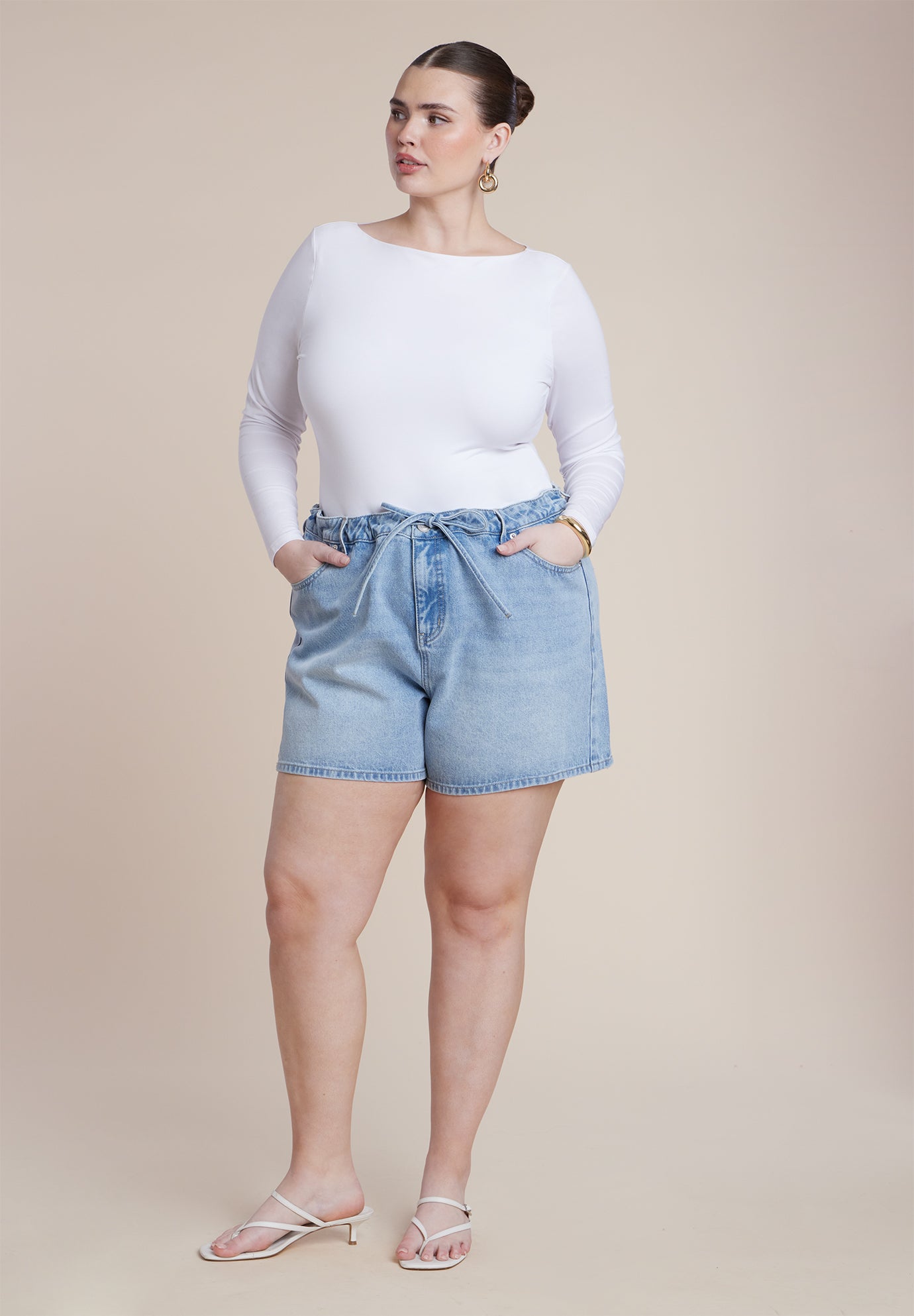 Drawstring Lightweight Denim Short image number 3