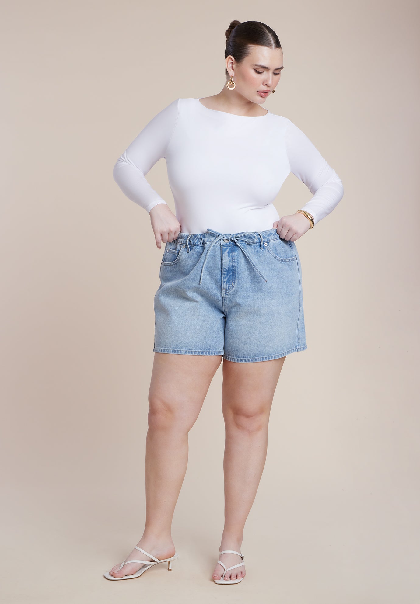 Drawstring Lightweight Denim Short image number 0