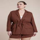 Drawstring Waist Linen Blazer image number 0