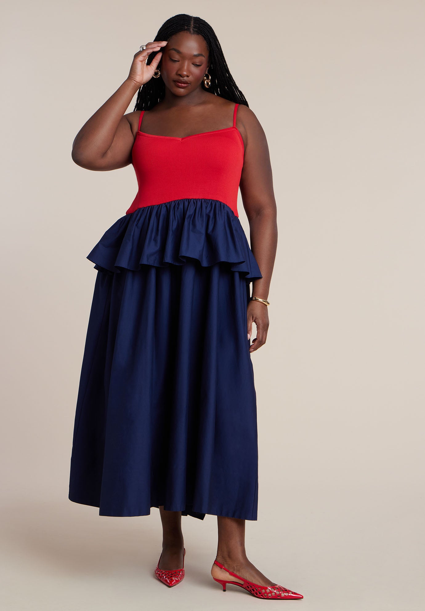 Peplum Detail Colorblocked Dress image number 2
