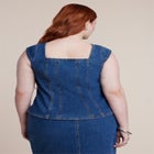 Fitted Square Neck Denim Top image number 1