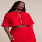 Relaxed Tie Front Linen Top image number 1