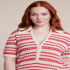 Pointelle Stripe Boxy Sweater Top image number 0