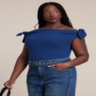 Off Shoulder Top With Ties image number 0