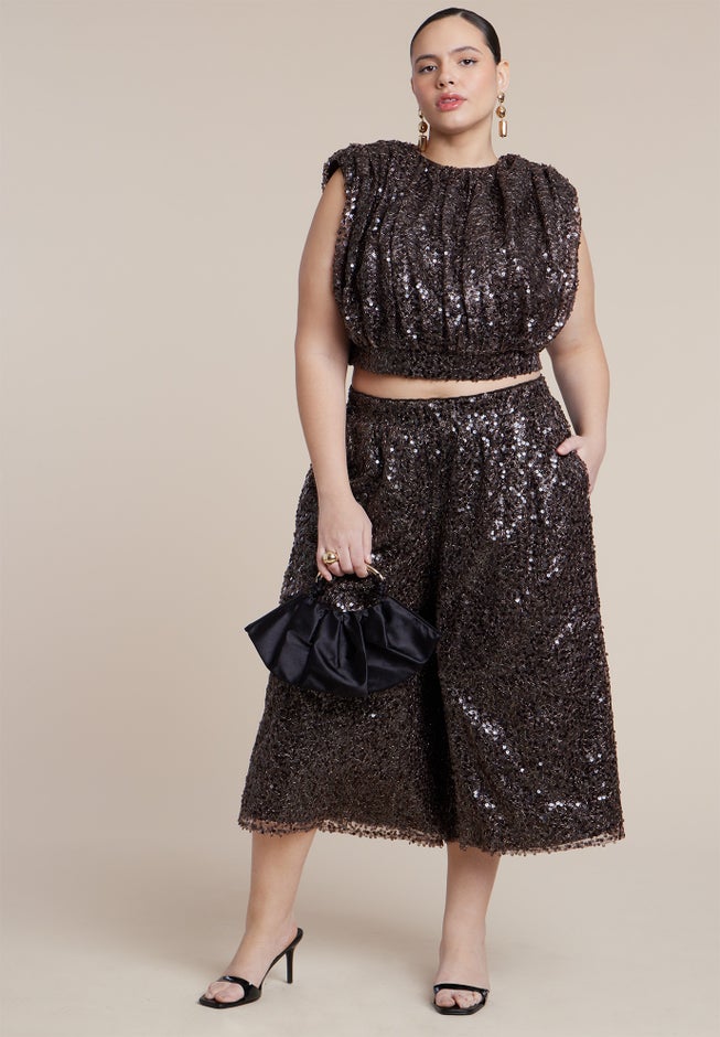 Sequin Pull On Wide Leg Culotte image number 1