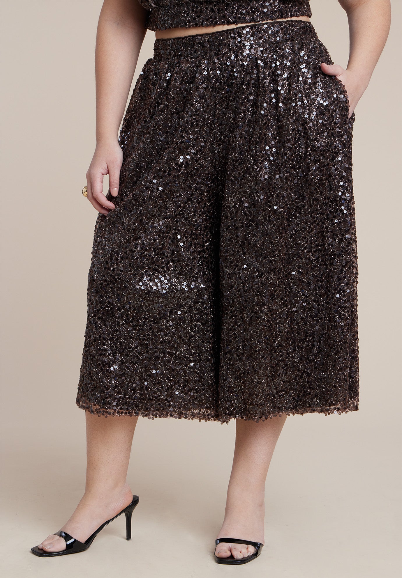 Sequin Pull On Wide Leg Culotte image number 2