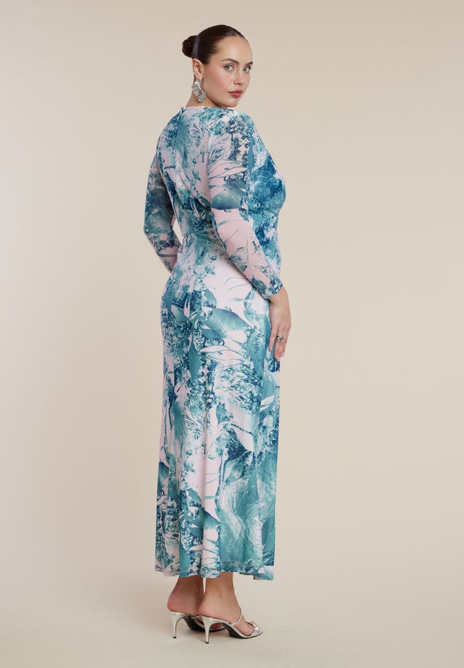 PatBO x ELOQUII Printed Mesh Maxi Dress image number 6