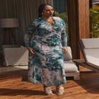 PatBO x ELOQUII Printed Mesh Maxi Dress image number 0